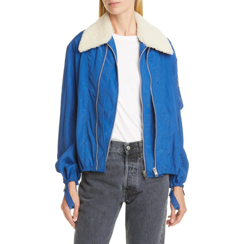 NWT Helmut Lang Shearling Collared Bomber Jacket